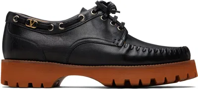 Valentino Garavani Black Lug Sole Boat Shoes