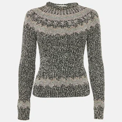 Pre-owned Valentino Black Lurex Rib Knit Wool Blend Sweater S