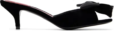 Valentino Garavani Black Marie A Velvet Slide Heeled Sandals
