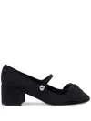 Valentino Mary Jane Block Heel Square Toe In Black