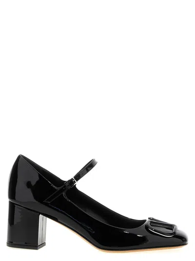 VALENTINO GARAVANI BLACK MARY JANE LOGO PUMPS