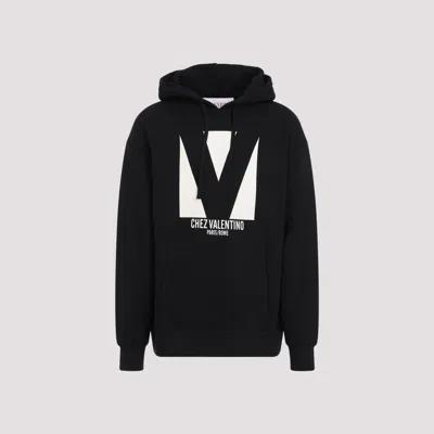 VALENTINO BLACK MAXI LOGO PRINT HOODIE