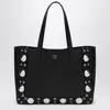 Valentino Nellcôte Medium Shopping Bag In Garnet Calfskin In Black