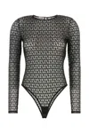 Valentino Mesh Toile Iconographe Bodysuit In Nero