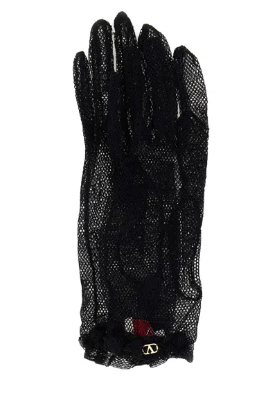 VALENTINO GARAVANI BLACK MESH GLOVES