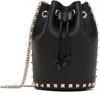 Valentino Borsa Mini In Pelle Nera Con Rivetti Piramidali E Chiusura A Cordoncino In 0no Nero