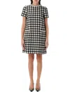 Valentino Garavani Embroidered Damier Light Tweed Short Dress In Black