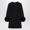 Valentino Black Mini Dress With Rose Appliqué