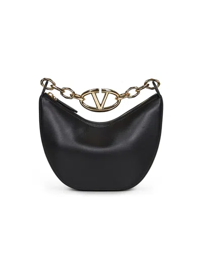 Valentino Garavani Black Mini Hobo Vlogo Moon Bag