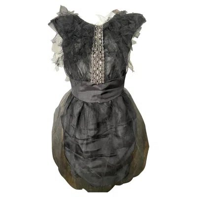 Pre-owned Valentino Black Mini Silk Dress, Size 10