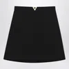 Valentino Black Mini Skirt With V Gold Detail In Black