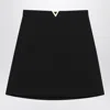 Valentino Black Mini Skirt With V Gold Detail In Black
