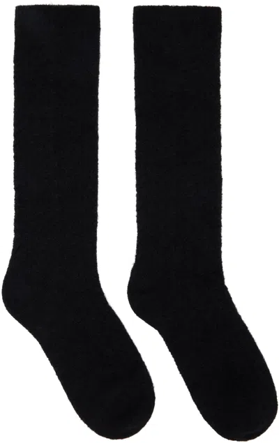 Valentino Black Mohair Socks In 0no Nero