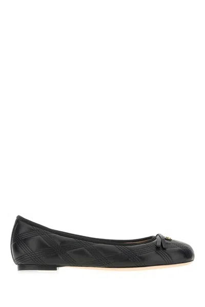 VALENTINO GARAVANI BLACK NAPPA LEATHER BALLERINAS