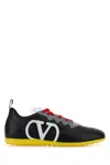 Valentino Garavani Black Sneakers With Asymmetric Toe And Vlogo Detail On The Side In Tech Fabric Ma In Black