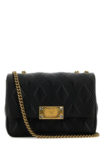 Valentino Garavani Black Nappa Leather Medium Quiltie 67 Shoulder Bag In Nero