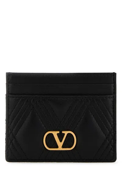 Valentino Garavani Black Nappa Leather Quiltie 67 Card Holder