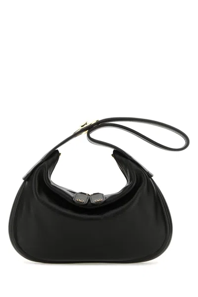 Valentino Garavani Black Nappa Leather Small Go-hobo Shoulder Bag