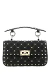 Valentino Garavani Black Nappa Leather Small Rockstud Spike Handbag In Black