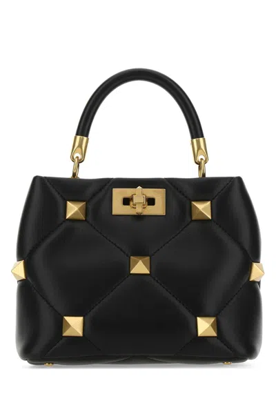 Valentino Garavani Black Nappa Leather Small Roman Stud Handbag