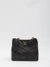 Valentino Garavani Laseine Shopping Bag In Nappa Leather With A Chevron Pattern For Woman In Black
