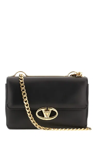 Valentino Garavani Black Nappa Leather Vlogo Crossbody Bag In Nero