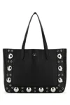 Valentino Nellcôte Medium Shopping Bag In Garnet Calfskin In Black