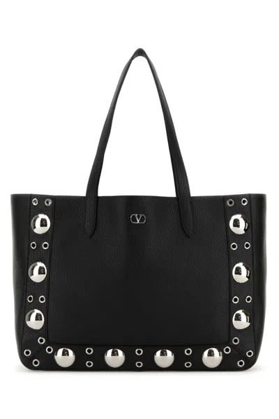 VALENTINO GARAVANI BLACK NELLCOTE MEDIUM TOTE