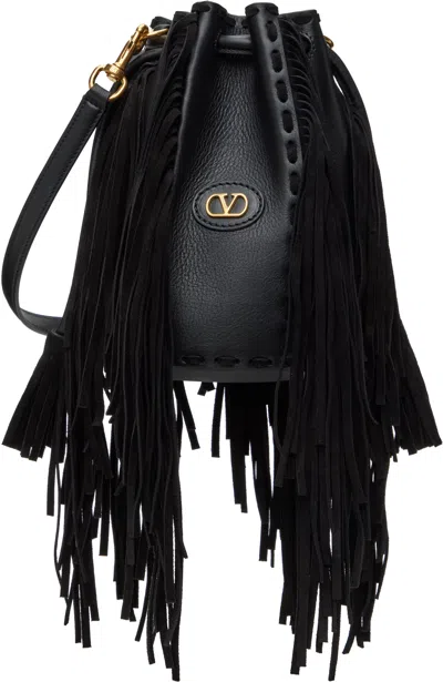 Valentino Garavani Black Nellcôte Small Bucket Bag In 0no Nero