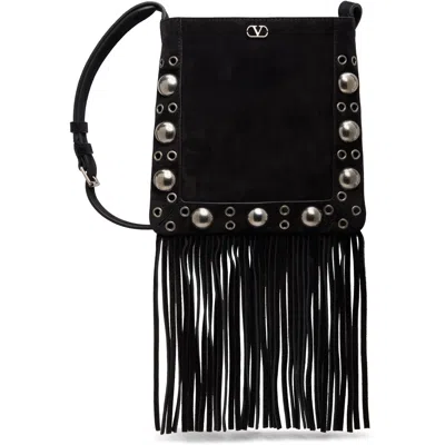 Valentino Garavani Black Nellcôte Small Shoulder Bag In 0no Nero