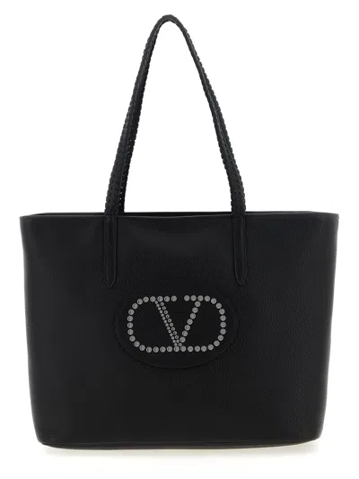 Valentino Garavani Black Nellcte Leather Tote