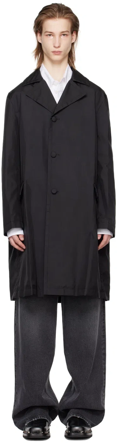 Valentino Black Notched Lapel Coat In 0no Nero