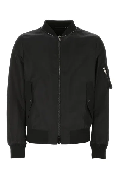 Valentino Garavani Nylon Bomber Jacket In Black