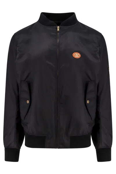 VALENTINO BLACK NYLON BOMBER JACKET