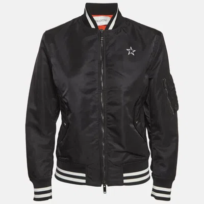 Pre-owned Valentino Black Nylon Bomber Jacket S