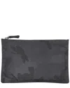 Valentino Black Nylon Camouflage Large Zip Pouch (authentic Pre-loved) In Black