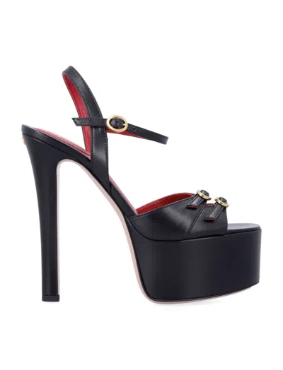 Valentino Garavani Crasher Platform Leather Sandals Multi Strap In Black