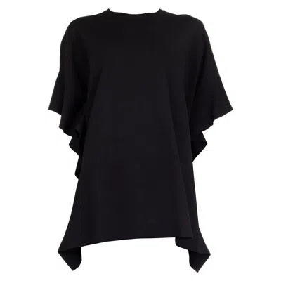 Pre-owned Valentino Black Oversized Ruffle Seam Knit Blouse Shirt S
