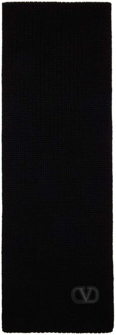 Valentino Black Patch Scarf In 0no Nero