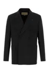 Valentino Tailored Double-breasted Polyester Blend Jacket In Black