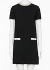Valentino Tweed Embroidered Mini Dress With Patch Pockets In Black