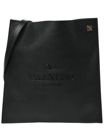 Valentino Garavani Valentino Black Pebbled Calfskin Leather Identity Crossbody (authentic Pre-  Loved)