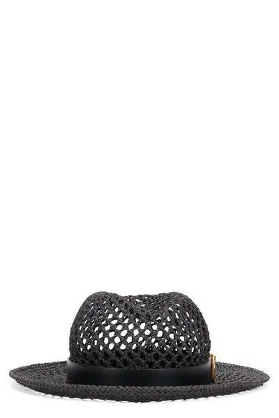 Valentino Garavani Black Perforated Hat For A Relaxed Yet Sophisticated Look.