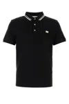 Valentino Garavani Black Polo Shirt With Classic Bicolor Collar And Logo Patch On The Front In Cotto