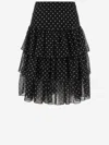 Valentino Layered High-waisted Skirts With Polka Dot Pattern In Black