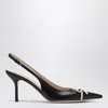 Valentino Garavani Leather Slingback With Patent Leather Toe In Black