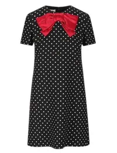 Valentino Black Polka Dot Round Neck Mini Dress