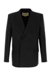 Valentino Tailored Double-breasted Polyester Blend Jacket In Black