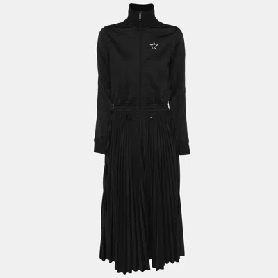 Pre-owned Valentino Black Polyester Pleated Midi Dress M
