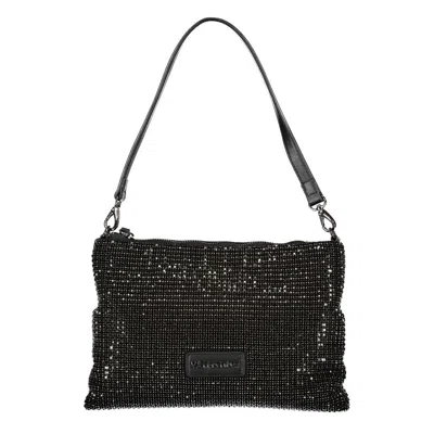 Valentino Garavani Black Polyester Women Handbag With Rhinestone Details